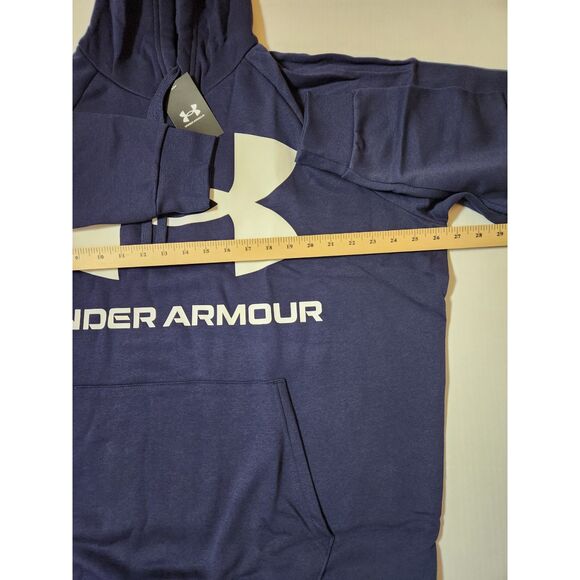 Under Armour Hoodie Men's size 2XL Rival Fleece Big Logo Navy Blue - Picture 7 of 9